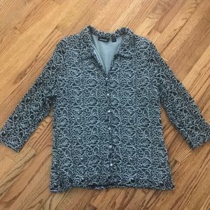 Black & silver lace button front shirt size 18/20